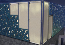 Rendering of a Parasoleil anodized aluminum decorative cladding substructure system: ParaClad™ 100 system